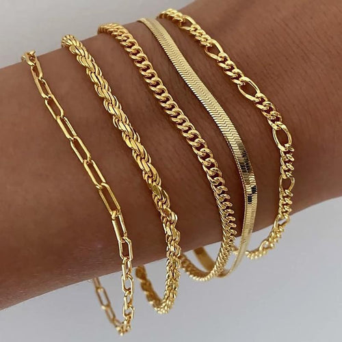 Liora - 5pc Classic Bracelet Set Gold