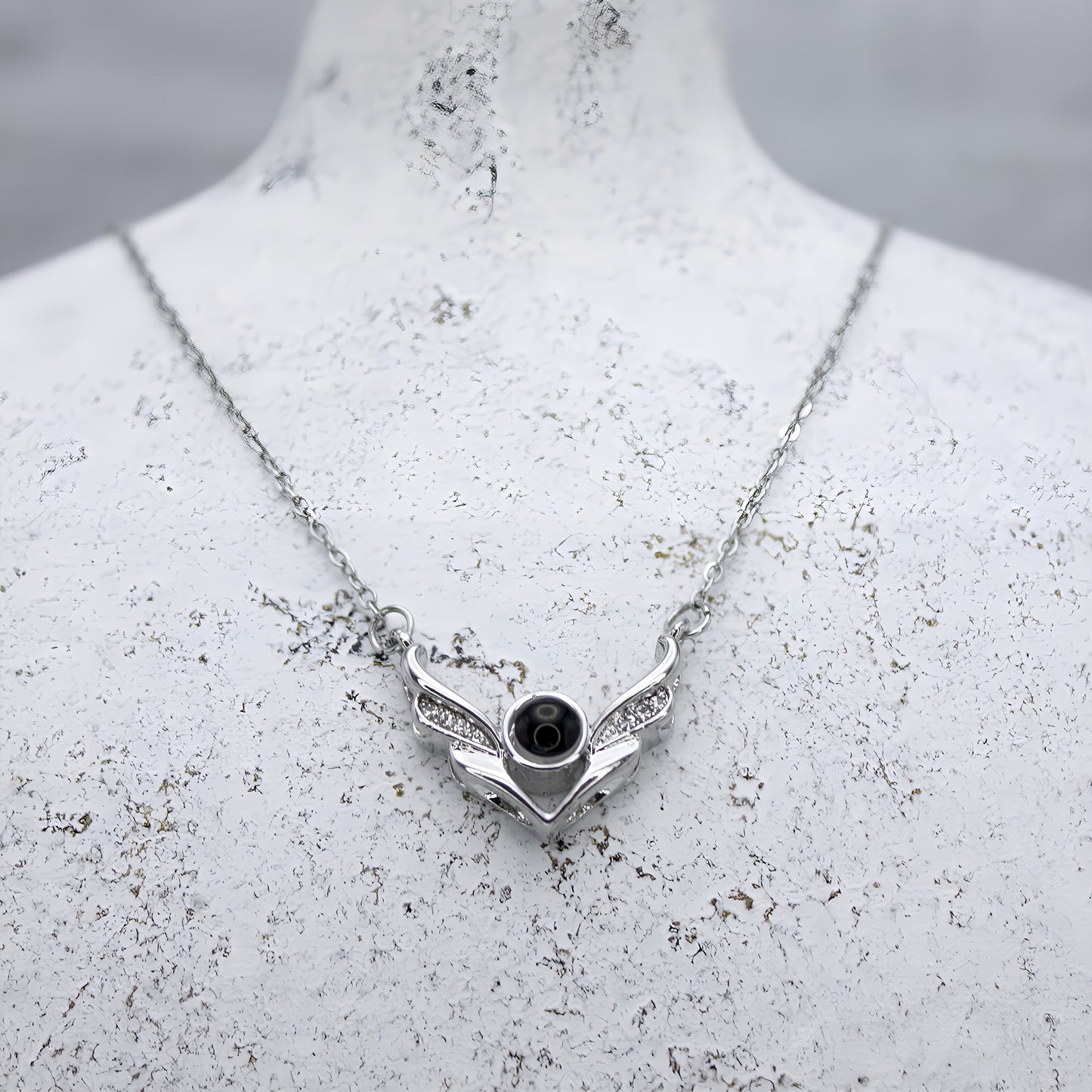 Crystal Angel Wings Projection Necklace