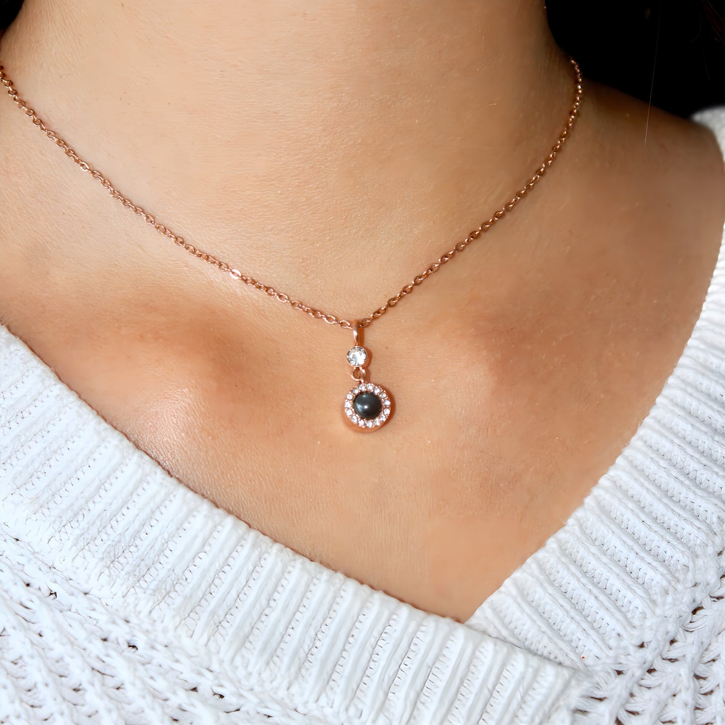 Globe Projection Charm Necklace