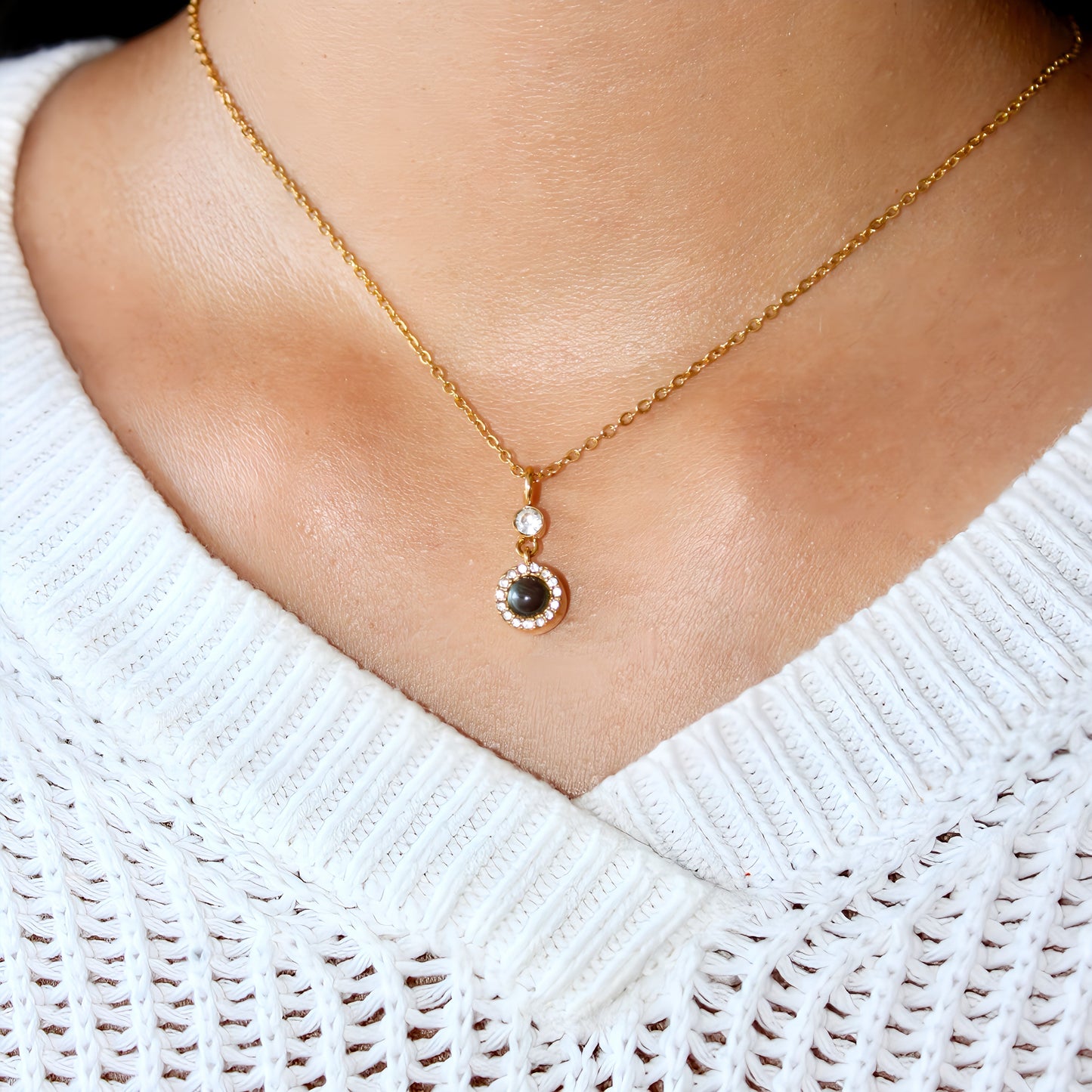 Globe Projection Charm Necklace