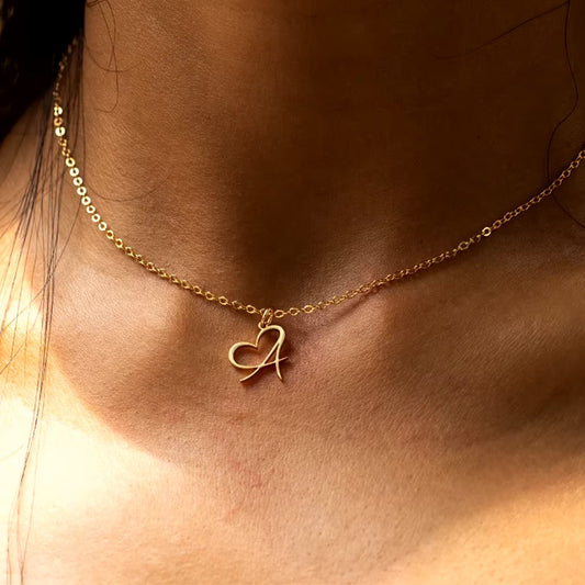 Saphira - Dainty Heart Letter Initial Necklace