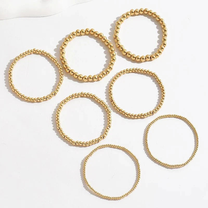 Ceya - Gold Beaded 7pcs Bracelet Stack