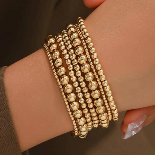 Ceya - Gold Beaded 7pcs Bracelet Stack