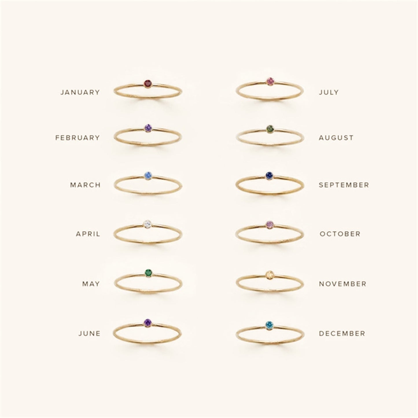Briony - Birthstone Stacker Ring