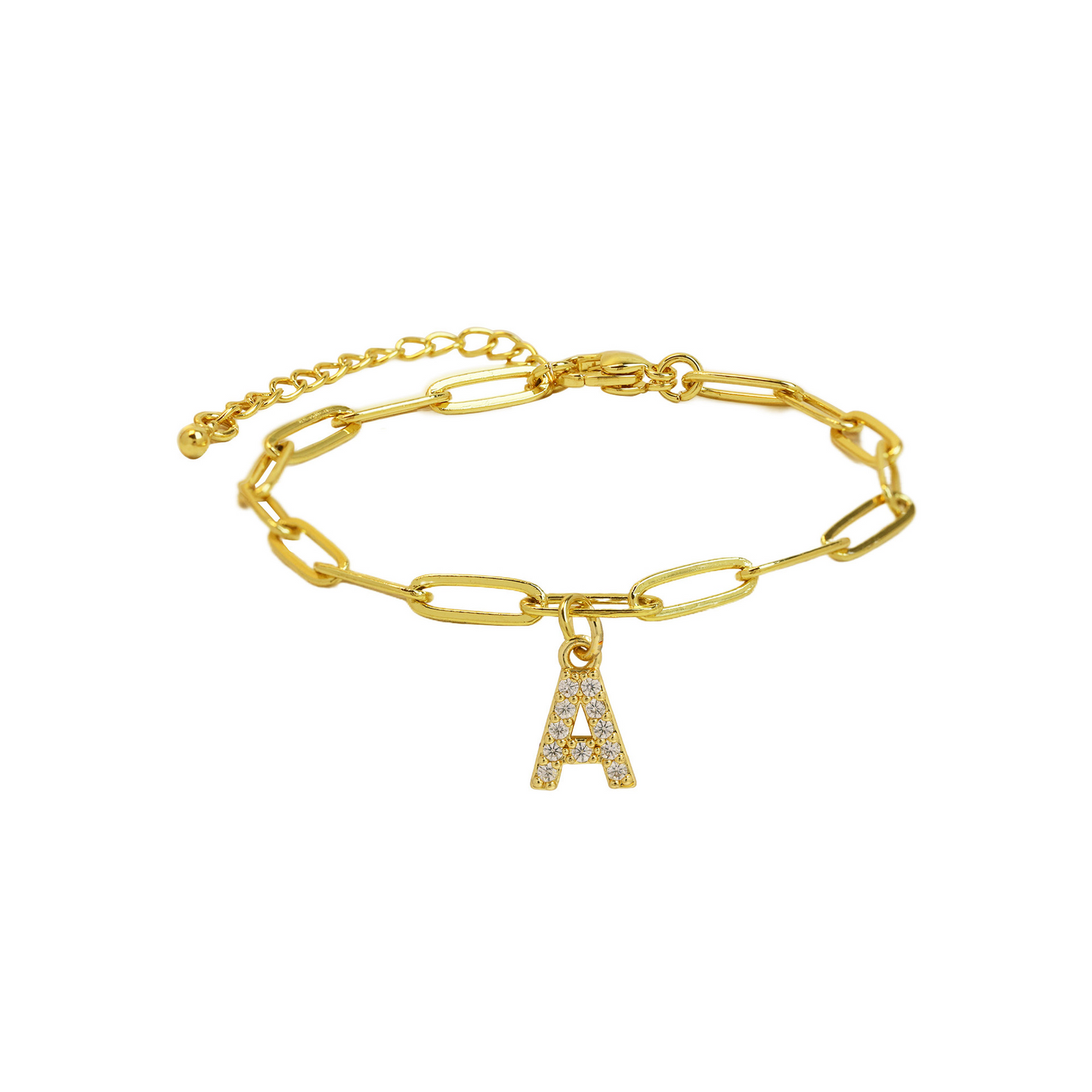 Elina - Dainty Paperclip Letter Initial Bracelet