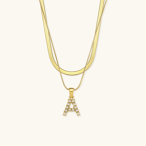 Marissa - Layered Gold Initial Letter Necklace