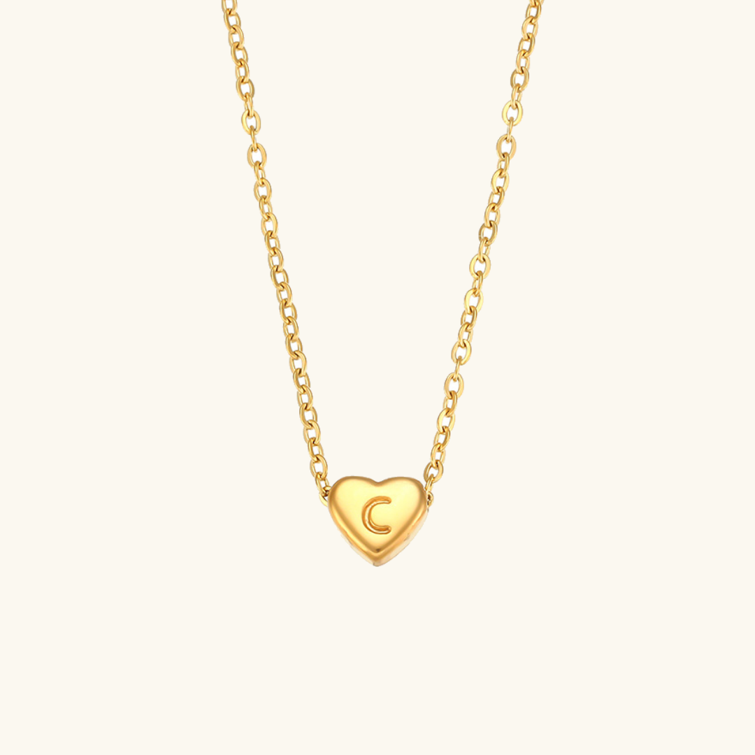 Juliette - Heart Initial Gold Necklace