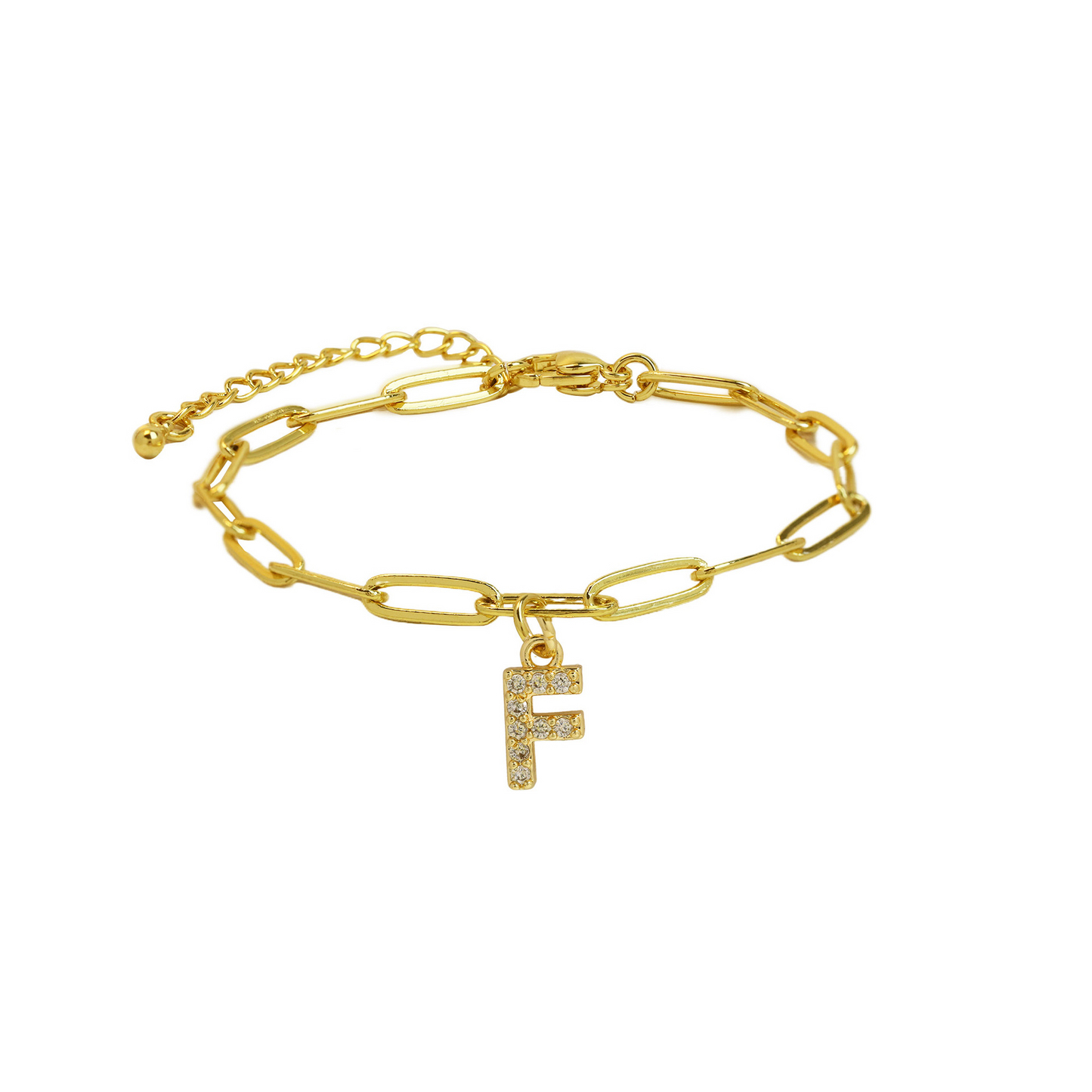 Elina - Dainty Paperclip Letter Initial Bracelet