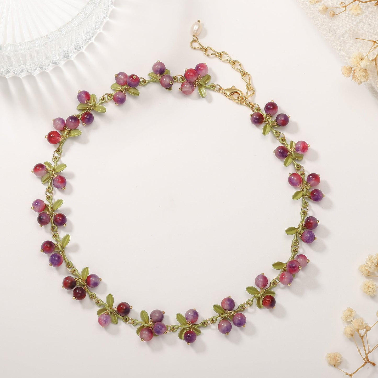 Olive - Purple Berry Chain Necklace