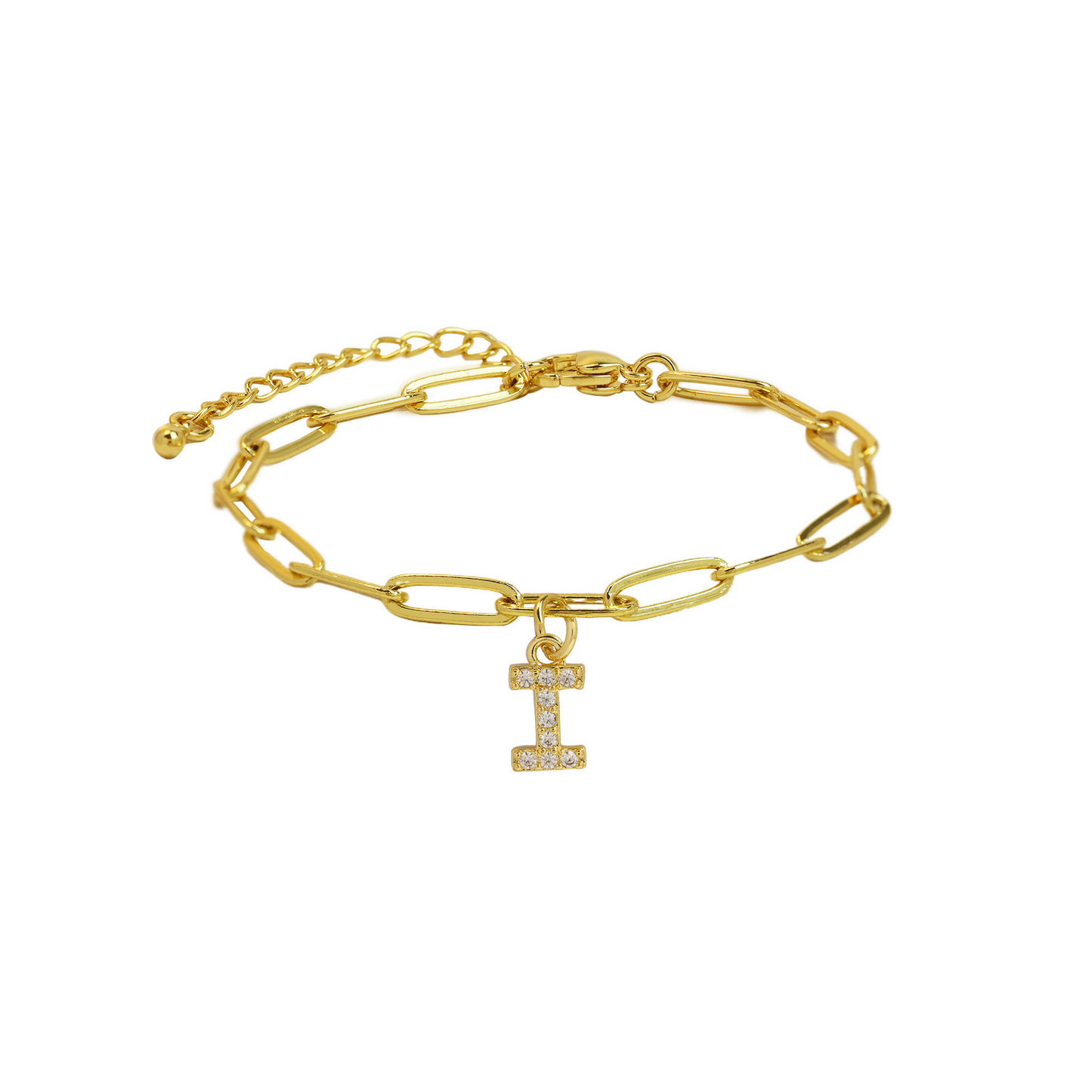 Elina - Dainty Paperclip Letter Initial Bracelet