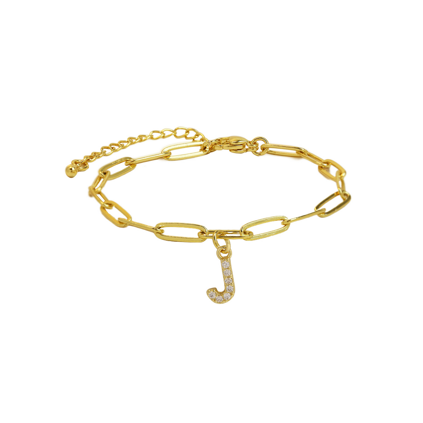 Elina - Dainty Paperclip Letter Initial Bracelet