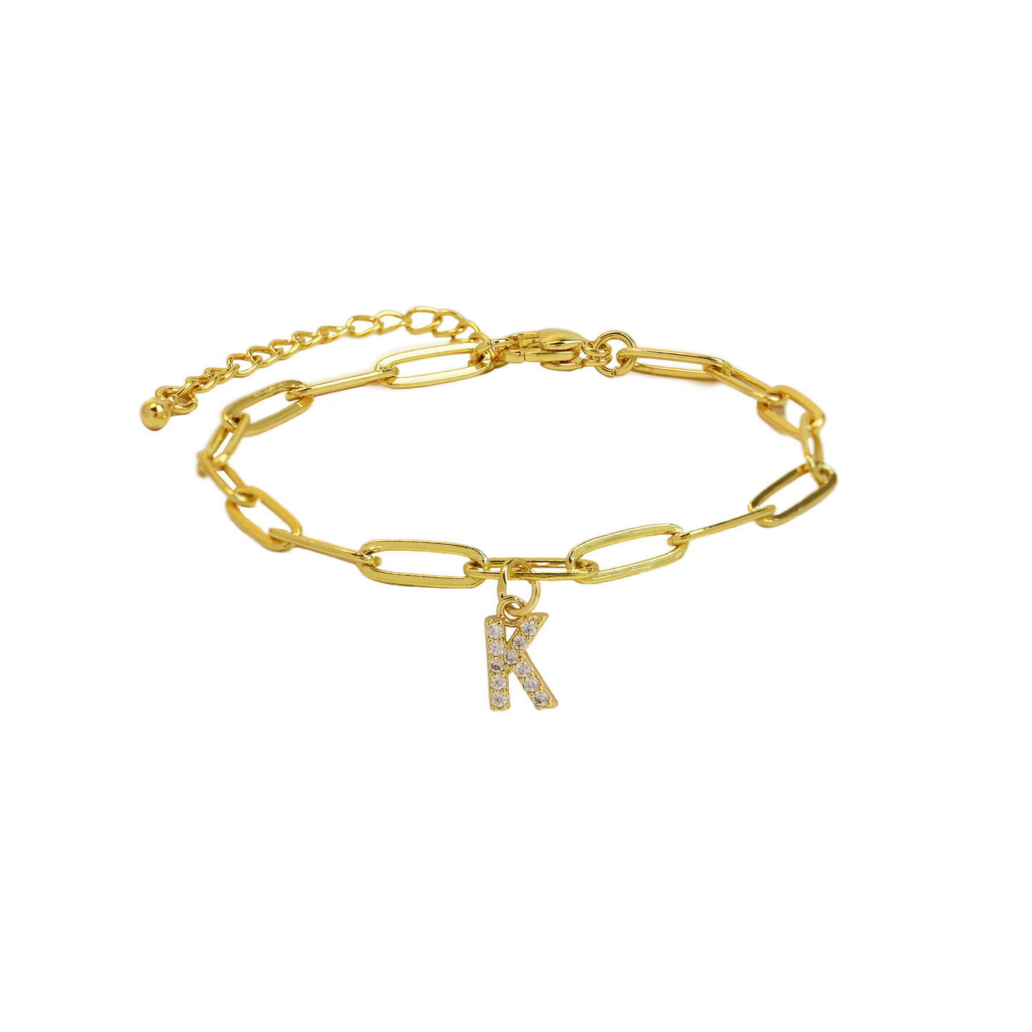 Elina - Dainty Paperclip Letter Initial Bracelet