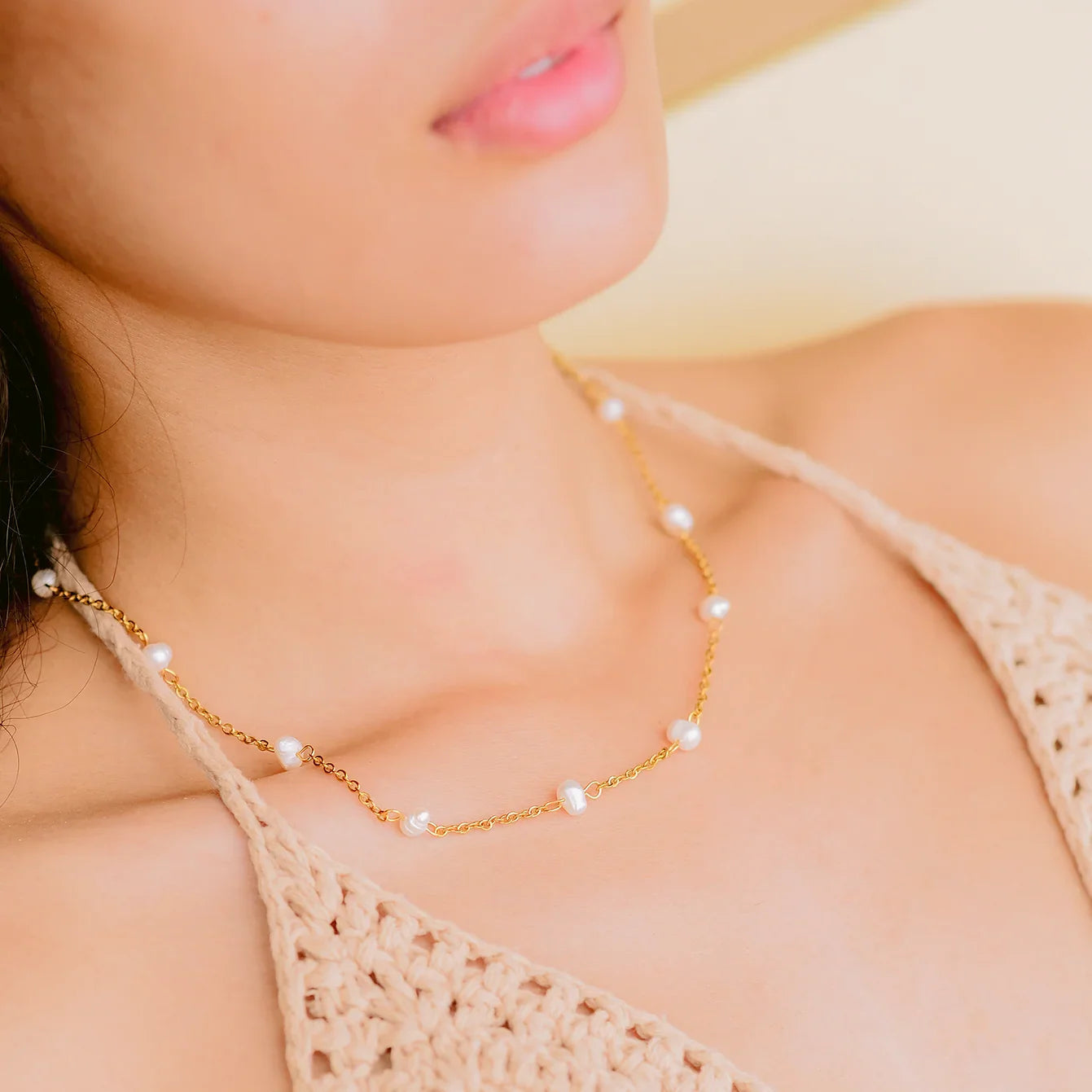 Pauline - Gold Pearl Necklace