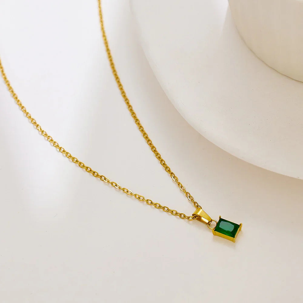 Maddie - Green Emerald  Necklace