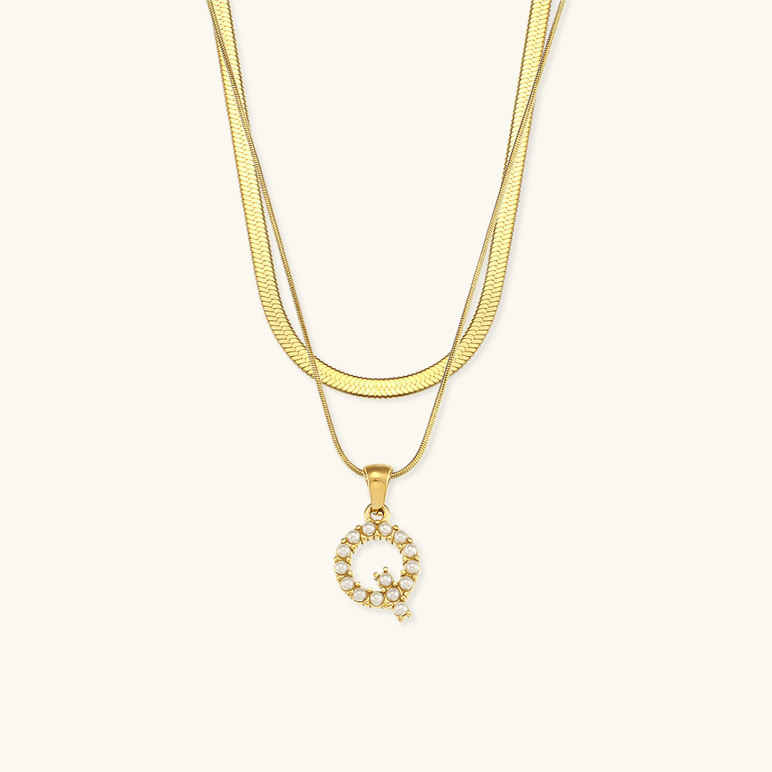 Marissa - Layered Gold Initial Letter Necklace