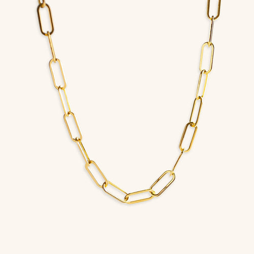 Keira - Gold Paperclip Chain Necklace