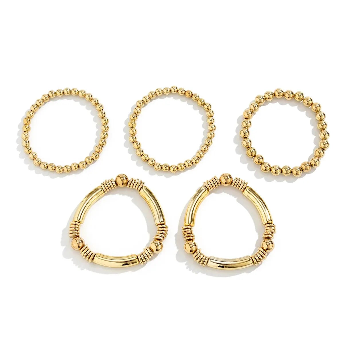 Aveline - 5pc Beaded Bracelet Set Gold