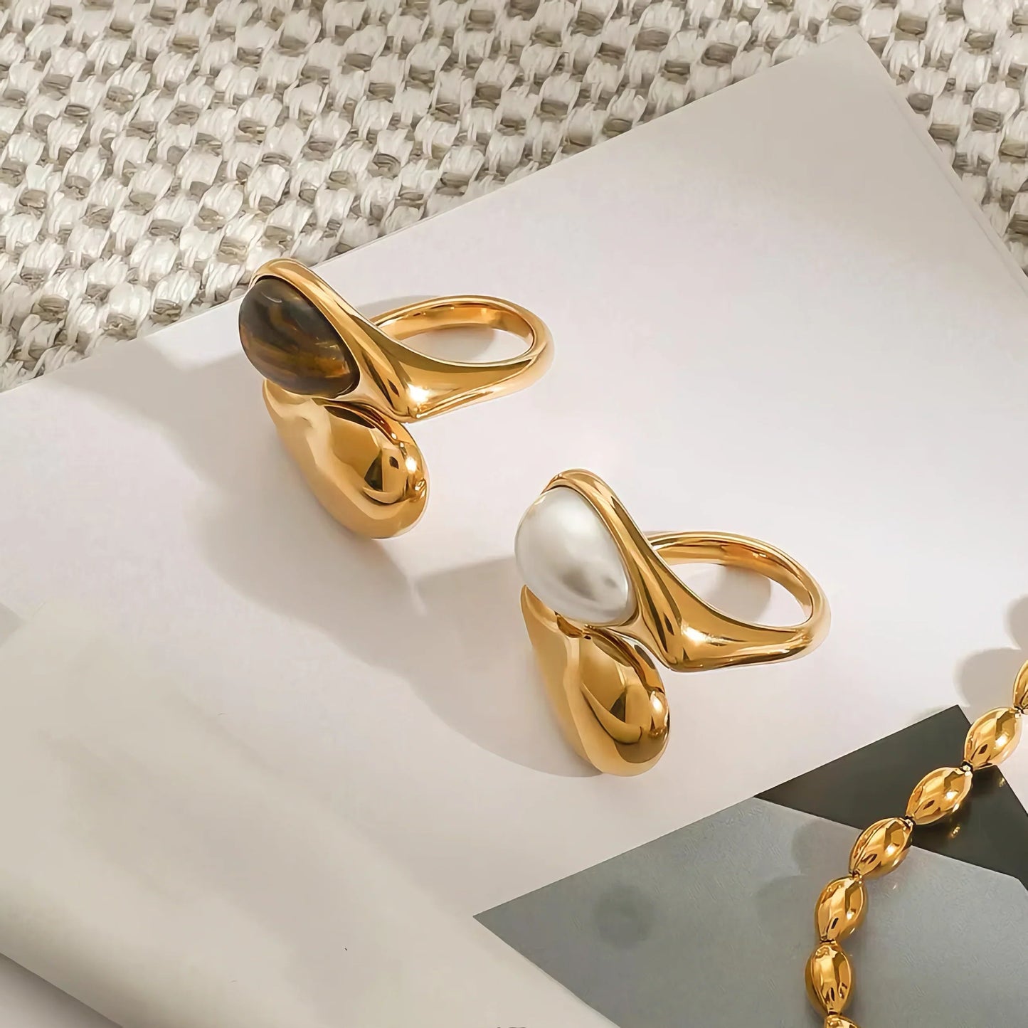 Veronica -  Amber Pearl Ring