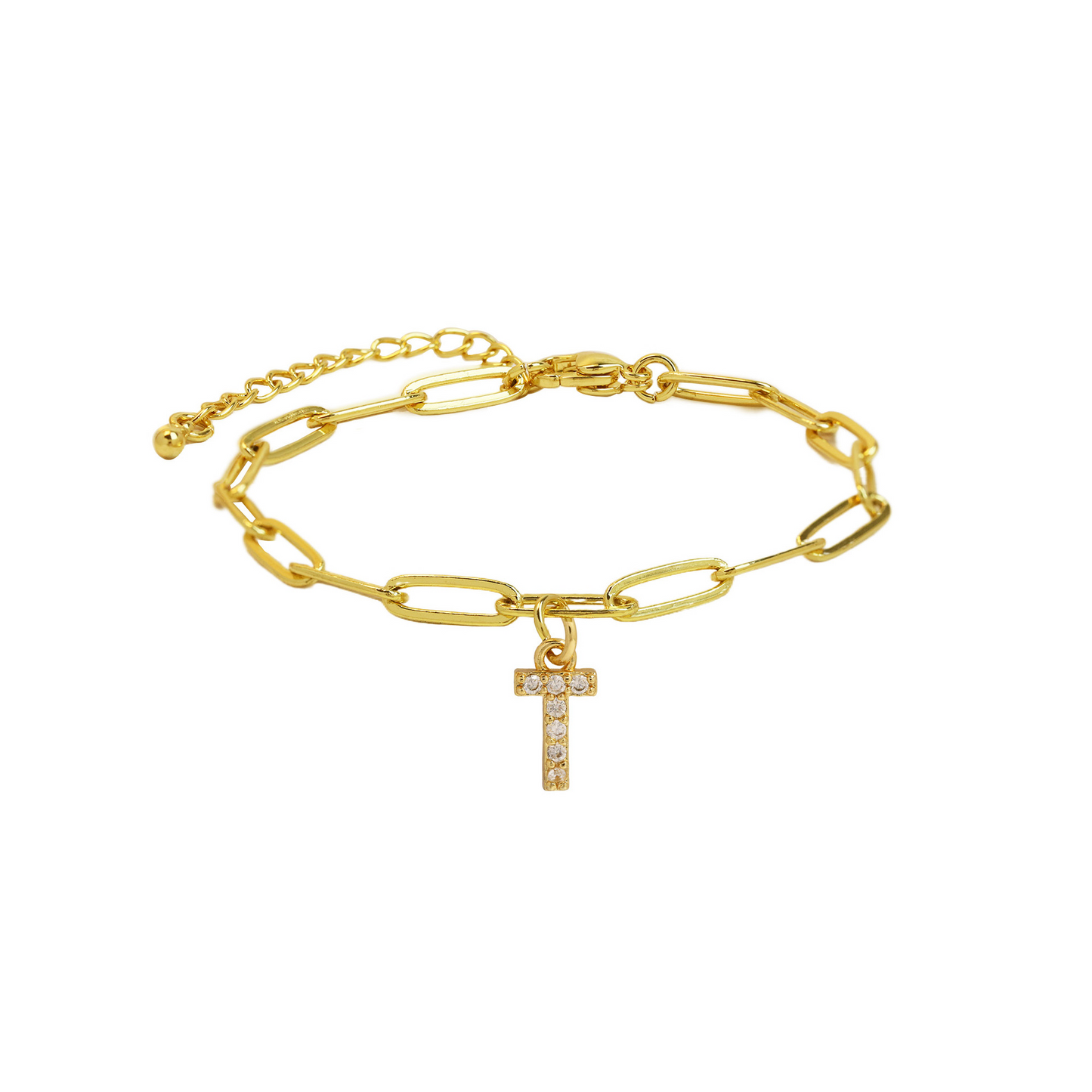 Elina - Dainty Paperclip Letter Initial Bracelet