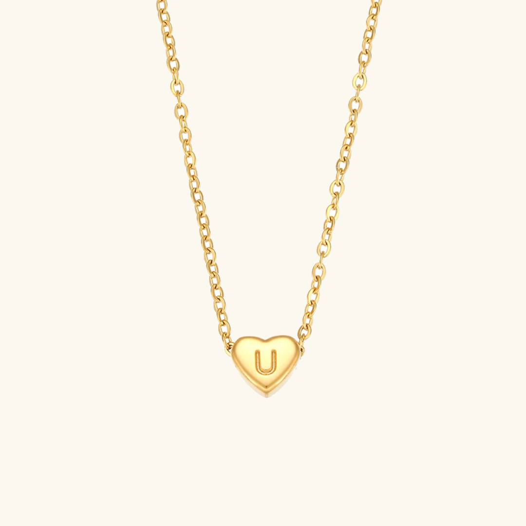 Juliette - Heart Initial Gold Necklace