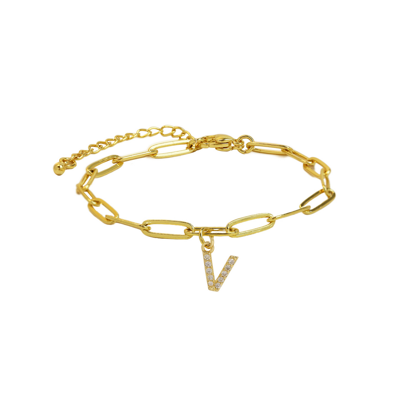 Elina - Dainty Paperclip Letter Initial Bracelet