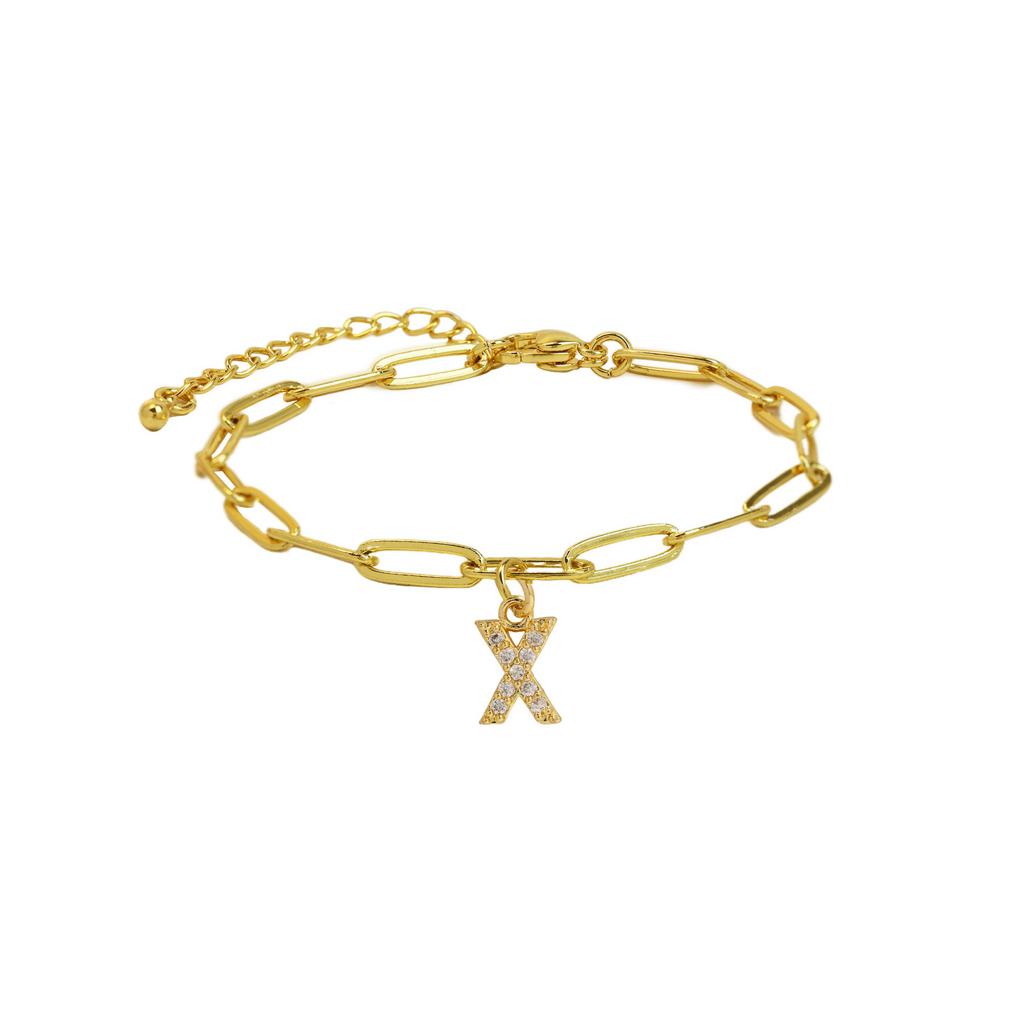Elina - Dainty Paperclip Letter Initial Bracelet
