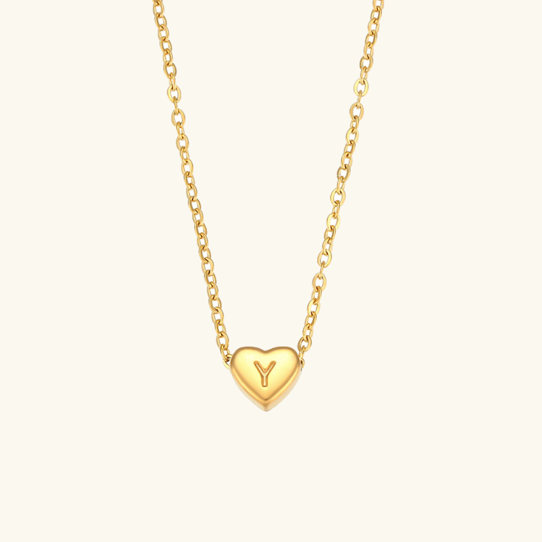 Juliette - Heart Initial Gold Necklace