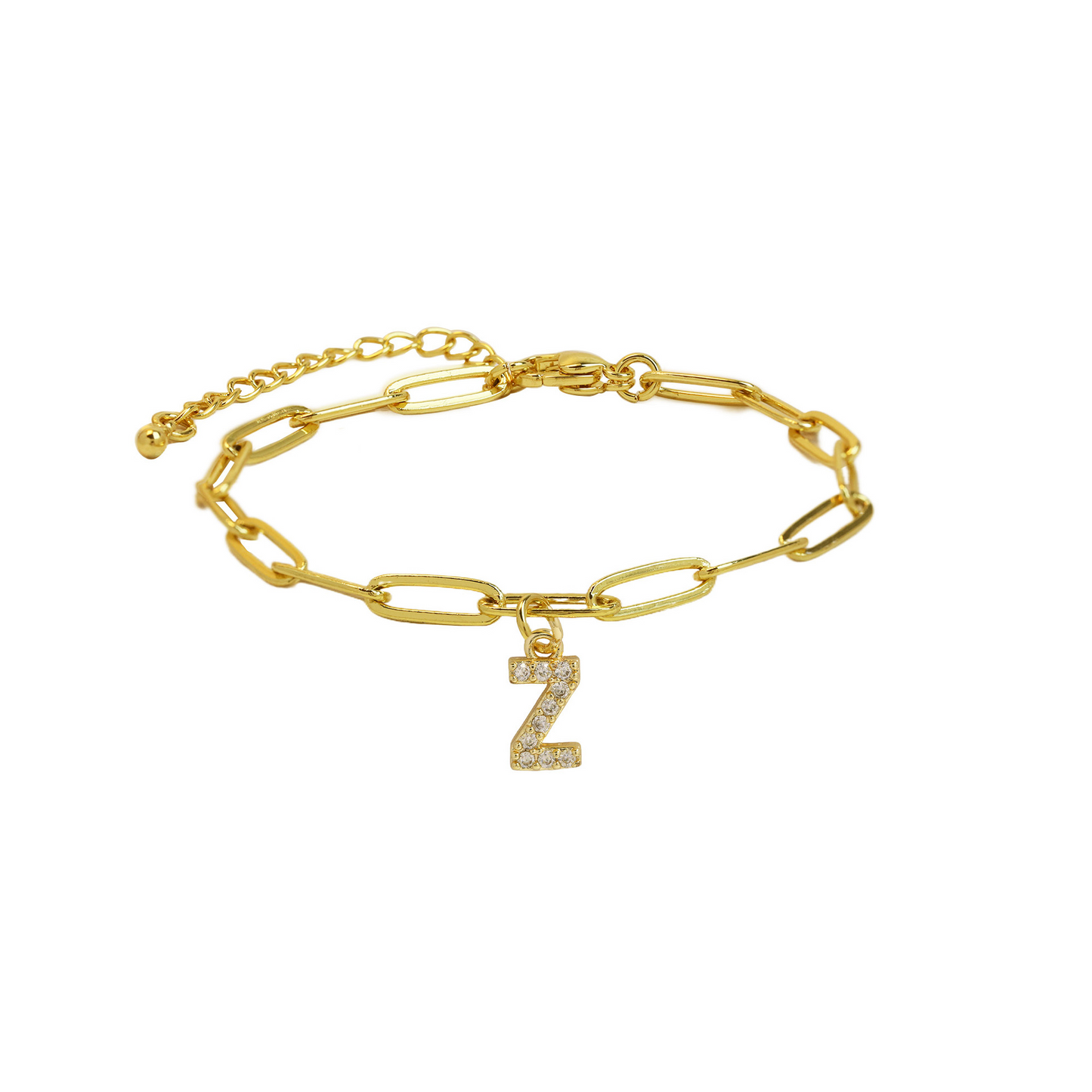 Elina - Dainty Paperclip Letter Initial Bracelet
