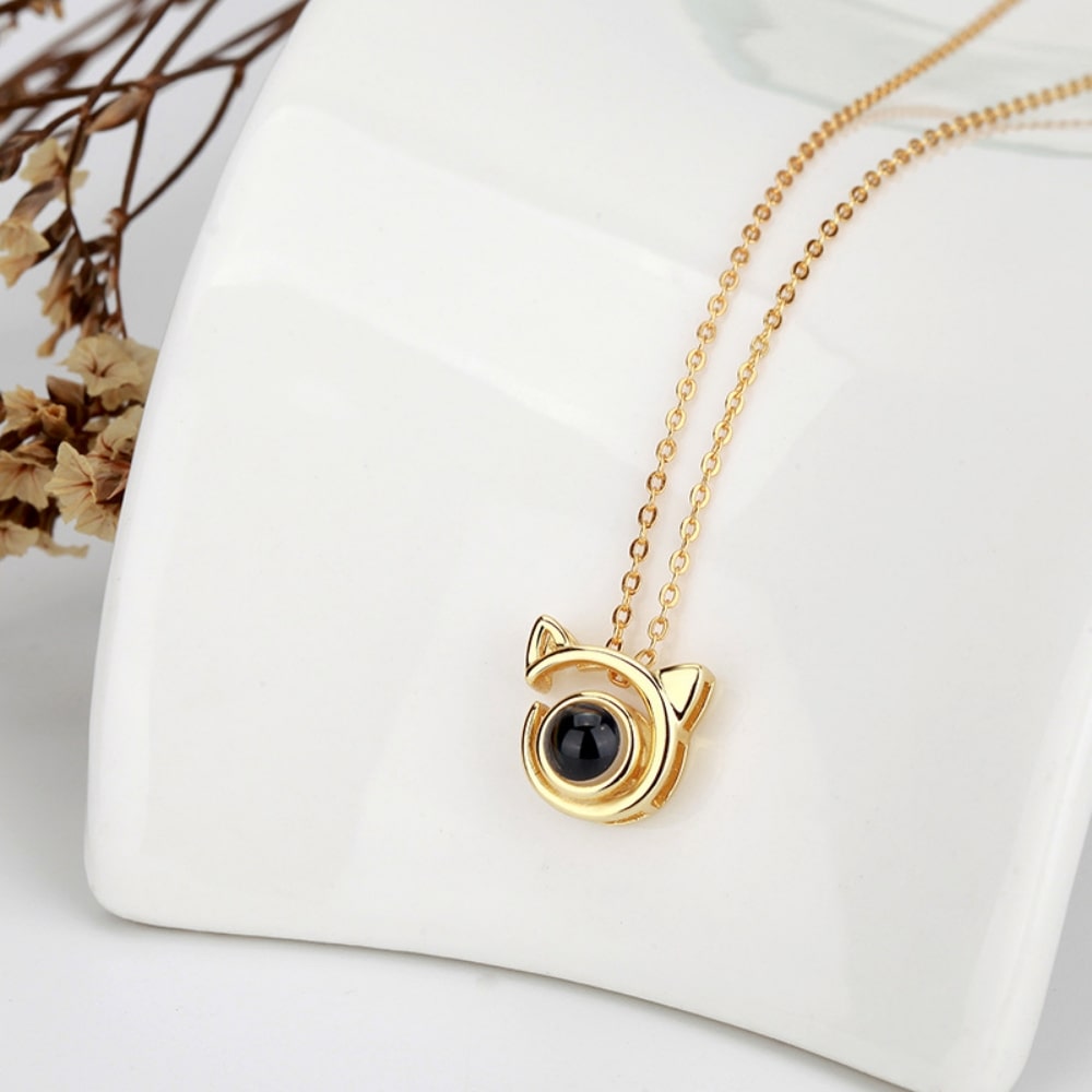 Delina - Personalized Photo Projection Cat Necklace