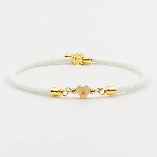 Nora - Adjustable Heart Letter Initial Bracelets White