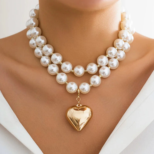 Isla - Pearl Layered Heart Necklace