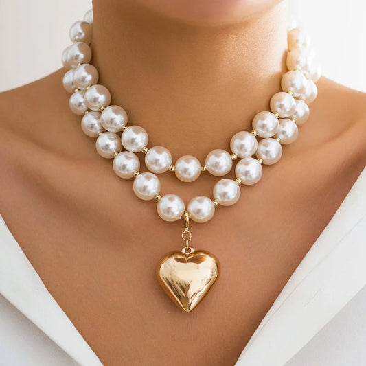 Isla - Pearl Layered Heart Necklace