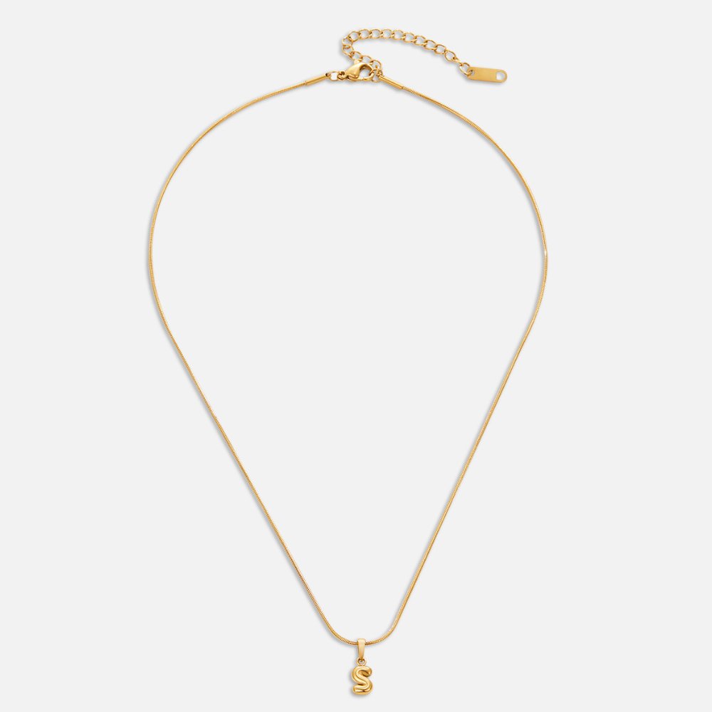Esme - Bubble Letter Necklace Gold