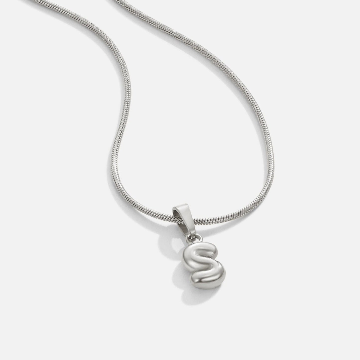 Esme - Bubble Letter Necklace Silver