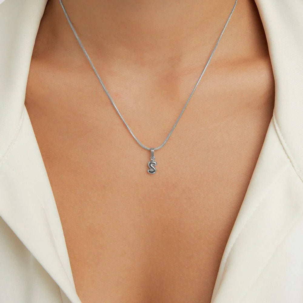 Esme - Bubble Letter Necklace Silver