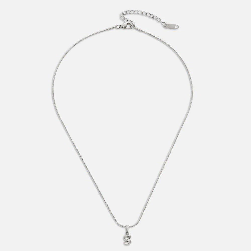 Esme - Bubble Letter Necklace Silver