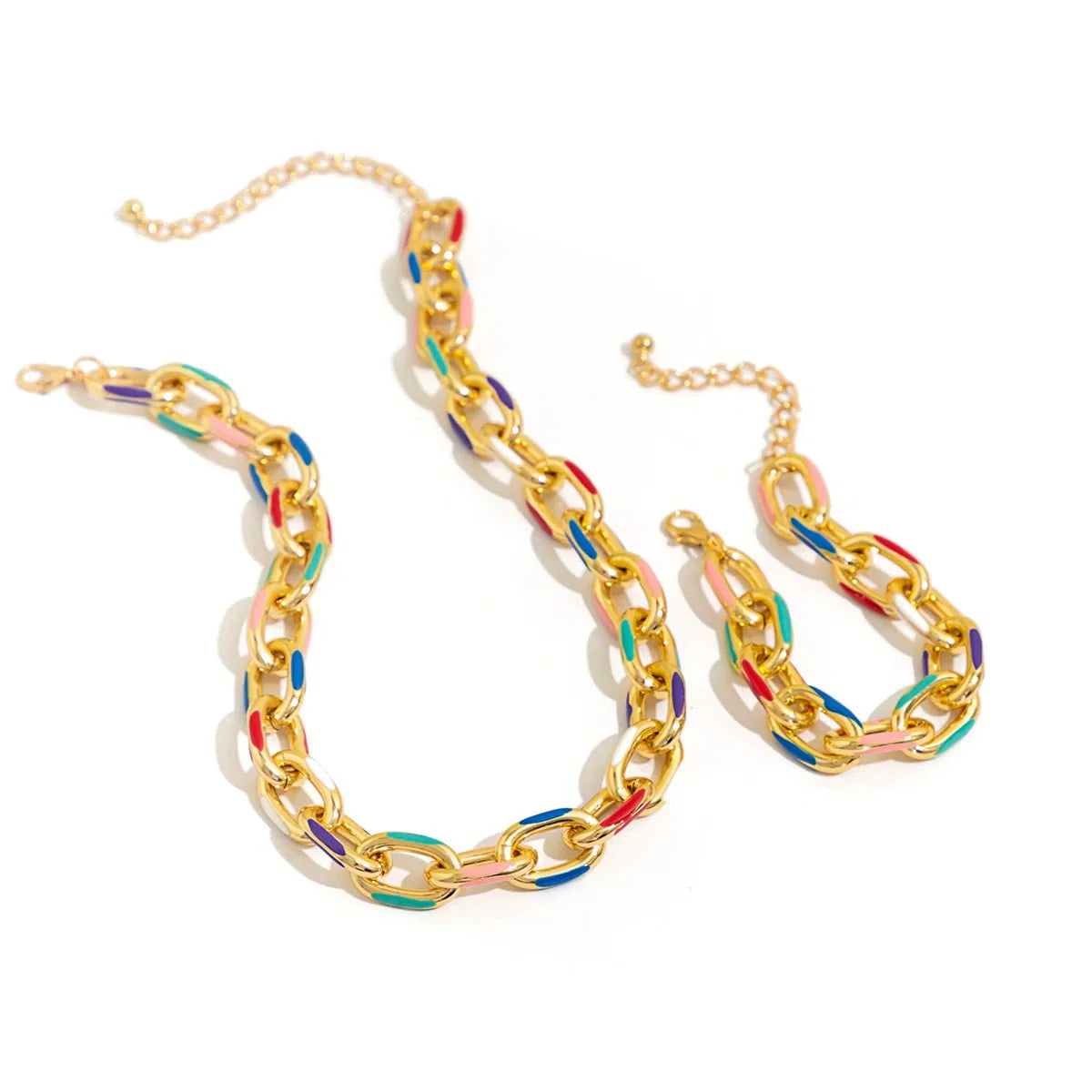 Ella - Colorful Chain Bracelet and Necklace Set