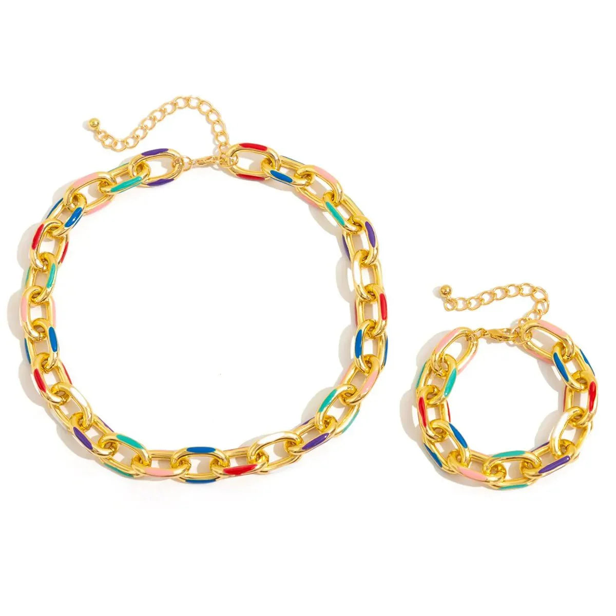Ella - Colorful Chain Bracelet and Necklace Set