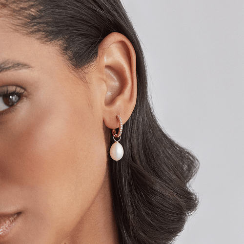 Diamond-Style Gold Drop Hoop Earrings