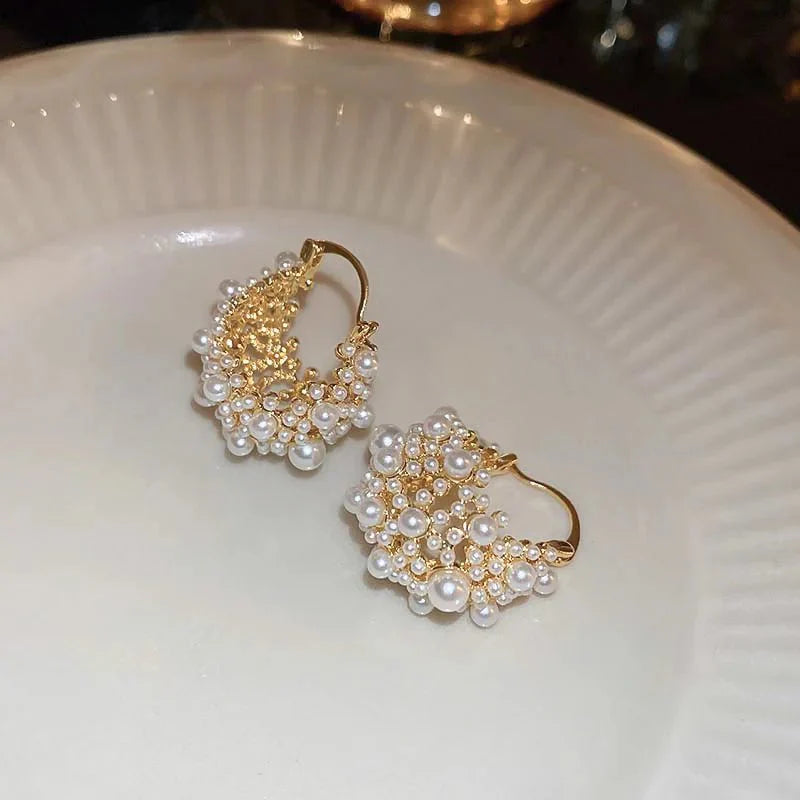 Luna - Dainty Pearl Hoop Earrings