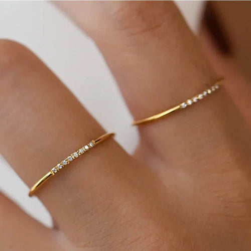 Alina - Dainty Thin Speckled Diamond Ring