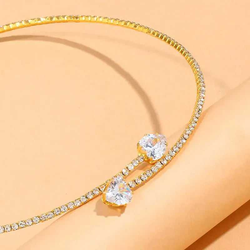 Celestia - Diamond Heart Open Choker Necklace