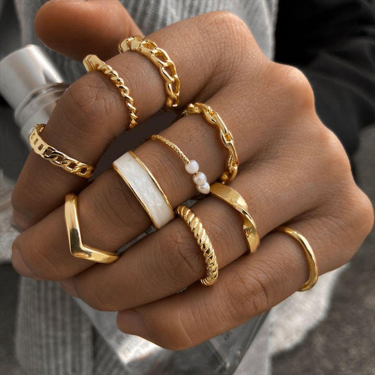 10 Pieces Style Rings - Trendy Mix & Match Rings