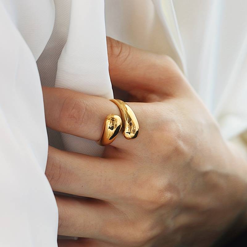 Aqua Drop Ring - Minimalist Wrap Ring