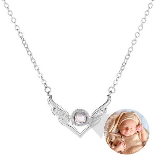 Crystal Angel Wings Projection Necklace
