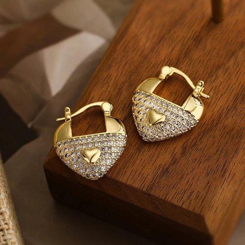 Celia - Diamond Heart Earrings
