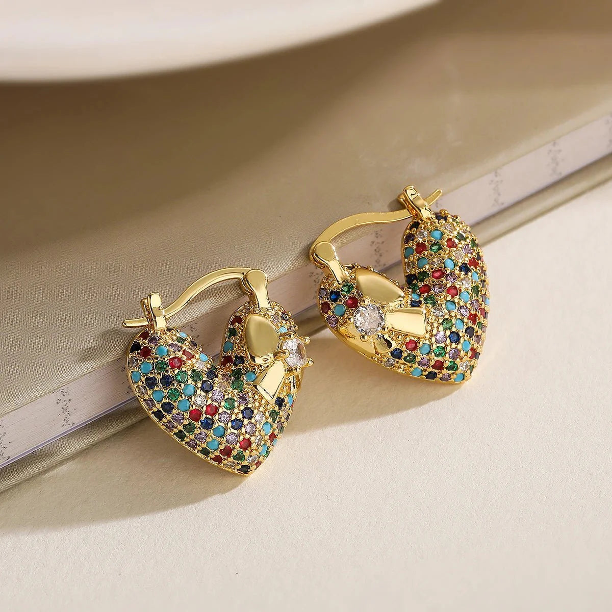 Celia - Diamond Heart Earrings