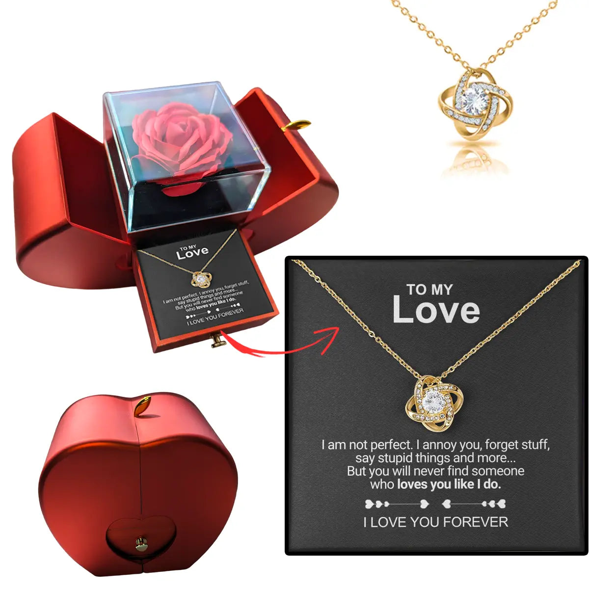 Forever Rose with Necklace & Heart Box - To My Love