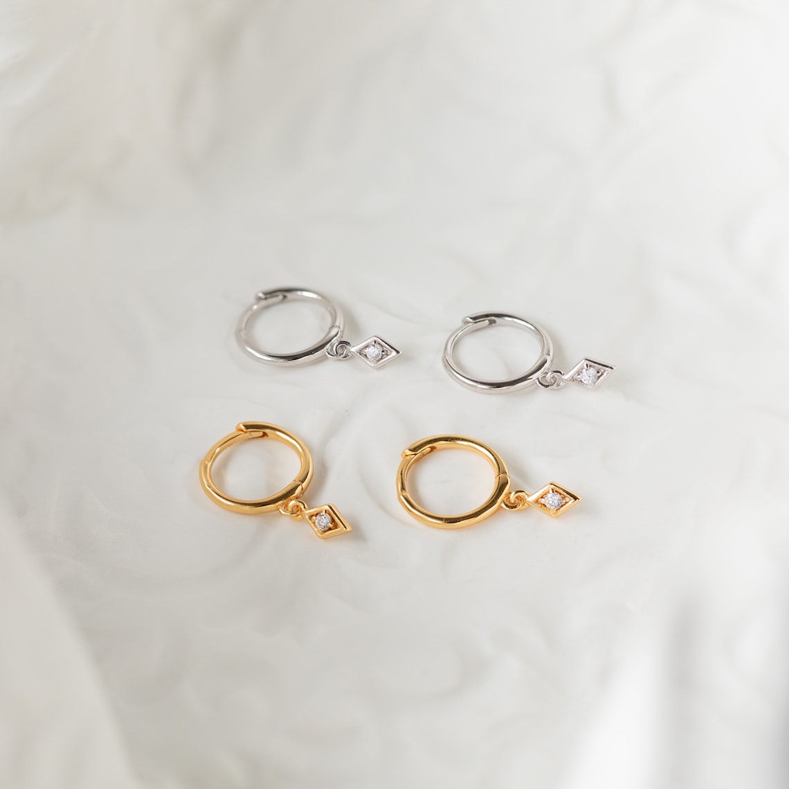Hanging Earrings - Delicate Diamond Earrings