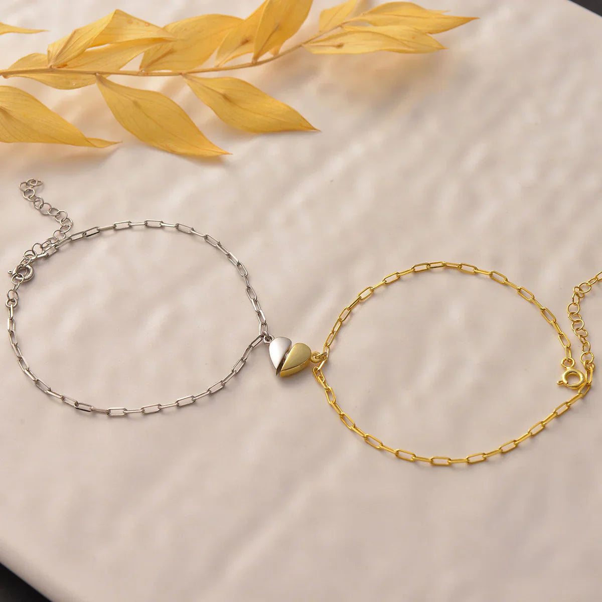 Charming Heart Paperclip Bracelet Set